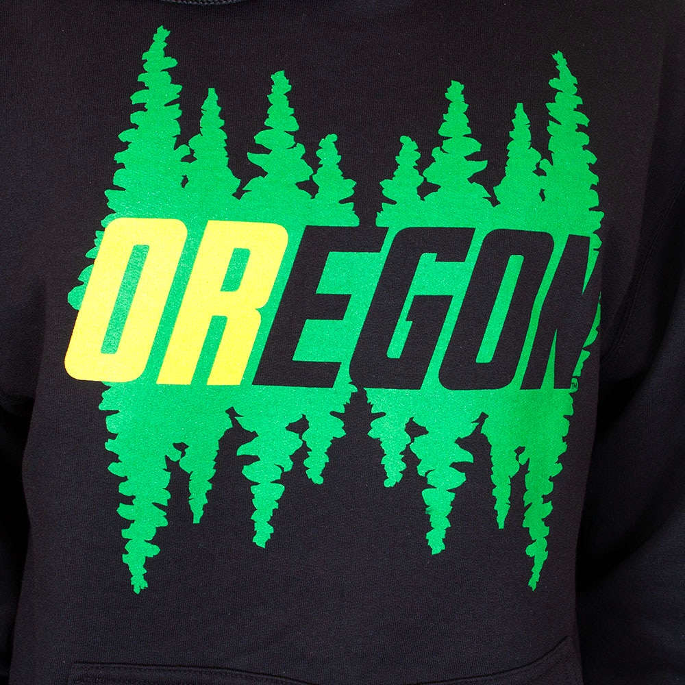 Ducks Spirit, McKenzie SewOn, Black, Hoodie, Cotton Blend, Men, Unisex, Fleece, Egon, Green Trees, Pullover, Sweatshirt, 942071